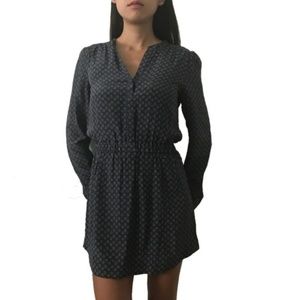 LA Made | 100% Silk Paisley Navy Dress Long Sleeve